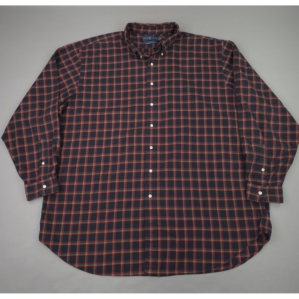 Ralph Lauren Shirt Mens 3XLT Black Plaid Long Sleeve Blake Cotton Button Down - Picture 2 of 11